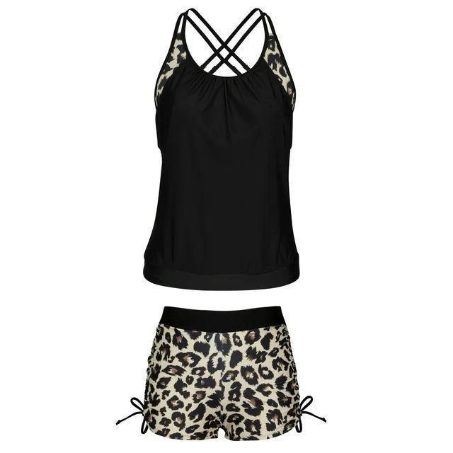 2025 Slimming Leopard Print Swimsuit: Stylish, Sexy, Back Split with Braided Rope Design