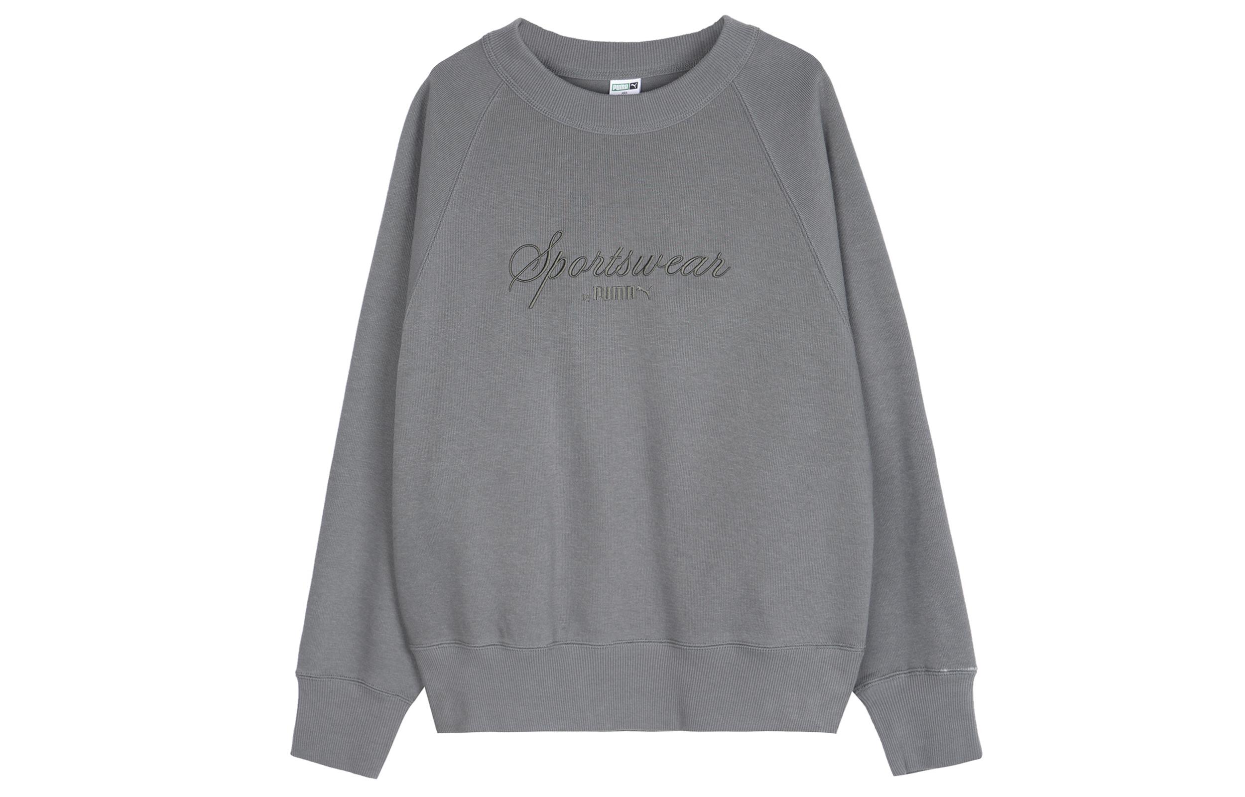 PUMA Sweatshirts Women s Gray Crew Neck Moderate Regular 626036-80 M