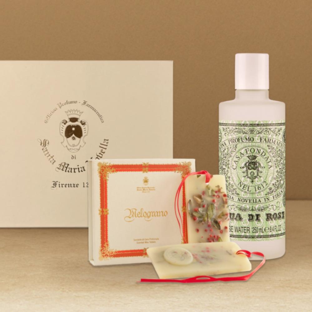 Santa Maria Novella Rose Water + Wax Tablet Set 250ml Freesia