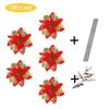 5PCS Glitter Poinsettia Artificial Xmas Flowers Ornaments for Christmas Tree Decorations Fake Flowers Head Christmas Decoration