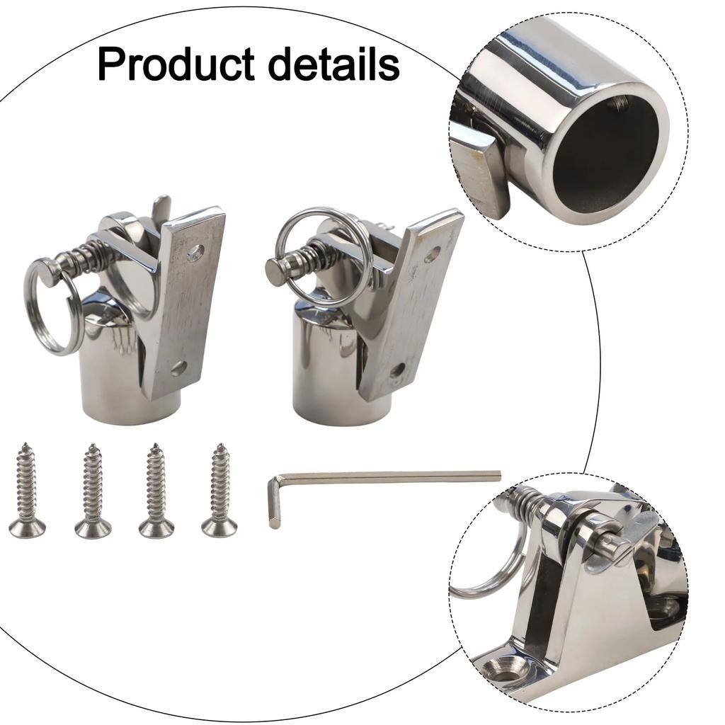 2 Pair of Deck Hinges with Quick Release Pins and Eye End Made from Marine Grade Stainless Steel for Bimini Tops