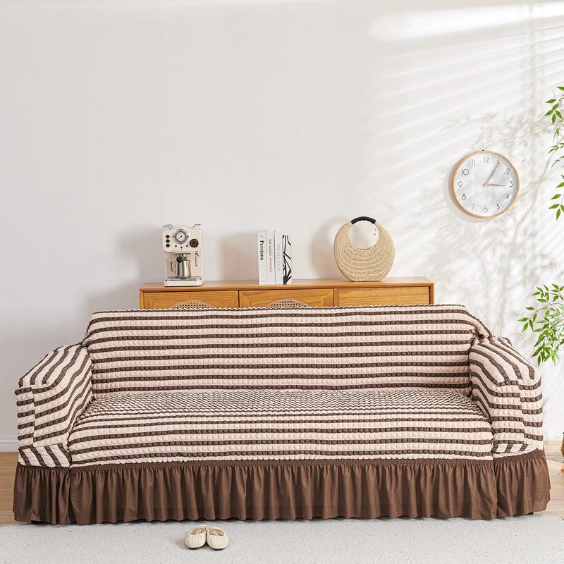 New Style Sofa Cover Seersucker Skirt Model All Inclusive Cover Cloth for All Seasons Lazy All Inclusive Full Cover Elastic Cover