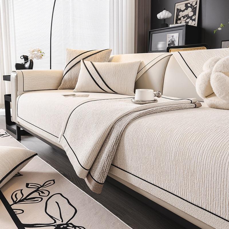 Luxus-Chenille-Sofasitzbezug Wohnzimmer Vier Jahreszeiten Anti-Rutsch-Ecksofa-Überwurf Home Universelle Sofakissen