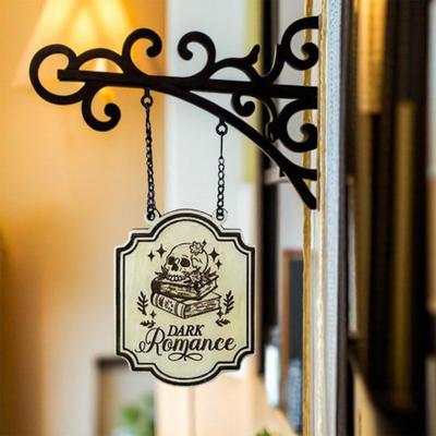 Book Nook Shelf Signs Halloween Themed Genre Labels with Hanging Brackets Library Decor for Fantasy Romance Dark Academia Book