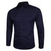 Men's Business Casual Long-Sleeved Solid Color Shirt, Large Size, Trendy Design