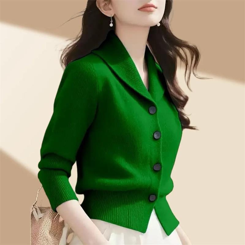 Fashion Minimalist Jacket Long Sleeved Knitted Autumn And Winter Cardigan Niche Loose Fitting Sweater For Women Blazer