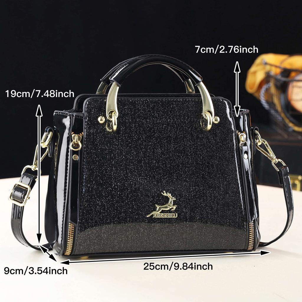 2026 New European and American Style Patent Leather Handbag Women's Fashionable Versatile Crossbody Bag