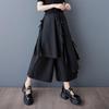 Nadměrná velikost Černé Vintage s vysokým pasem Ležérní volné Letní kalhoty se širokými nohavicemi Dámské kalhoty