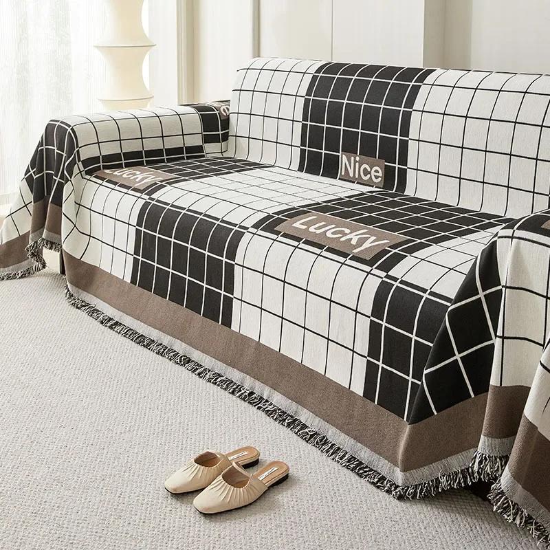 Neuer Sofabezug Bezug Beidseitig verwendbares Sofa-Handtuch Alle Jahreszeiten Universell Chenille Plaid Sofa-Decke