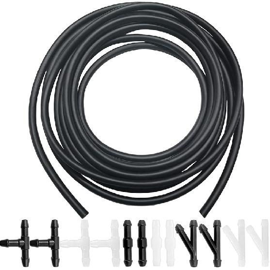 Windshield Washer Hose Kit - Includes 4 Meter Washer Fluid Hose & 12 Pcs Hose Connectors, Compatible With Most Vehicle Windshield Washer Nozzle