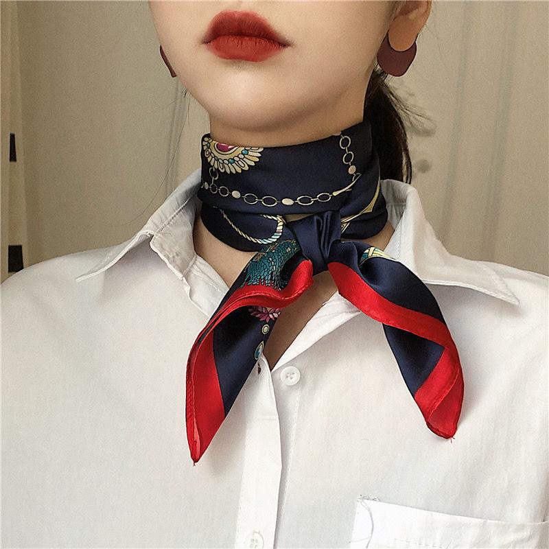 Dámský univerzální šátek z hedvábí - čtvercový 70 cm, ideální na jaro, podzim a zimu