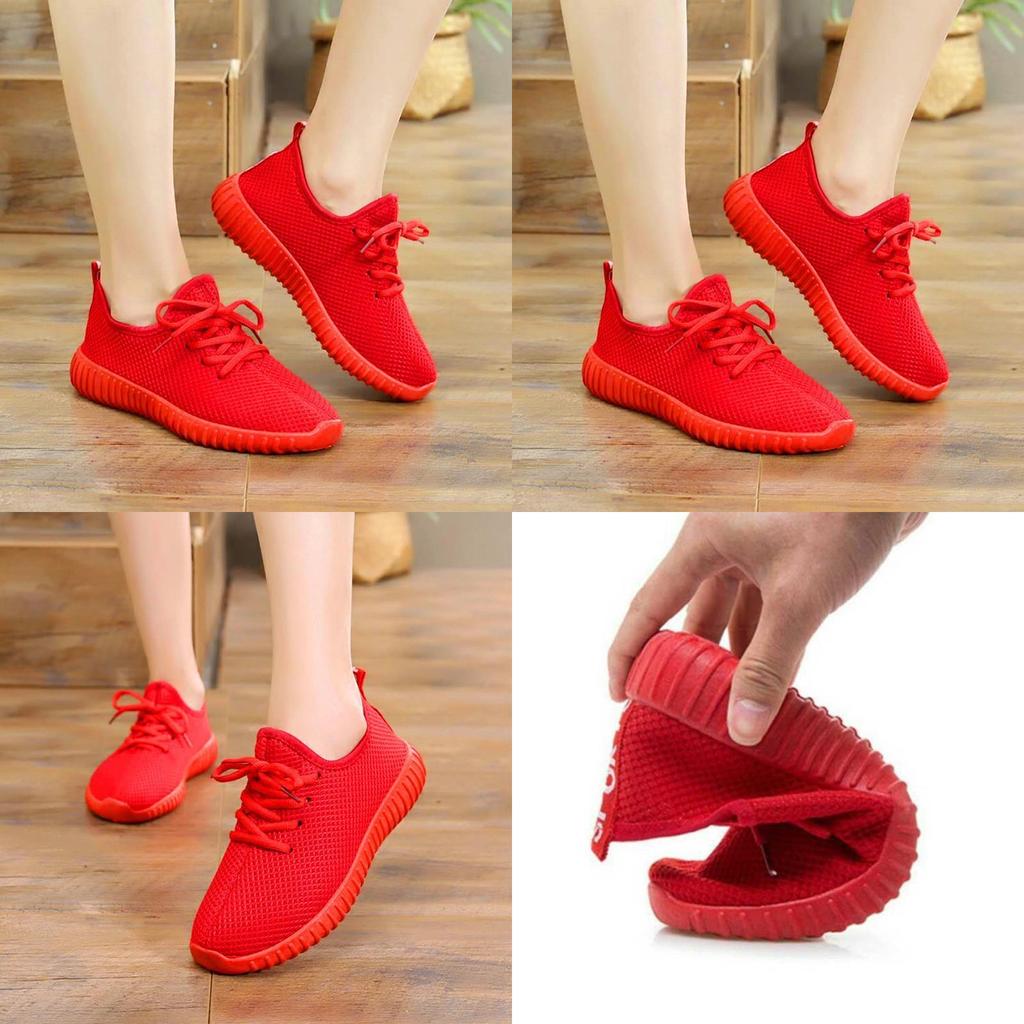 New Fashion Women Mesh Breathable Casual Red Shoes Sports Shoes Comfortable Fit