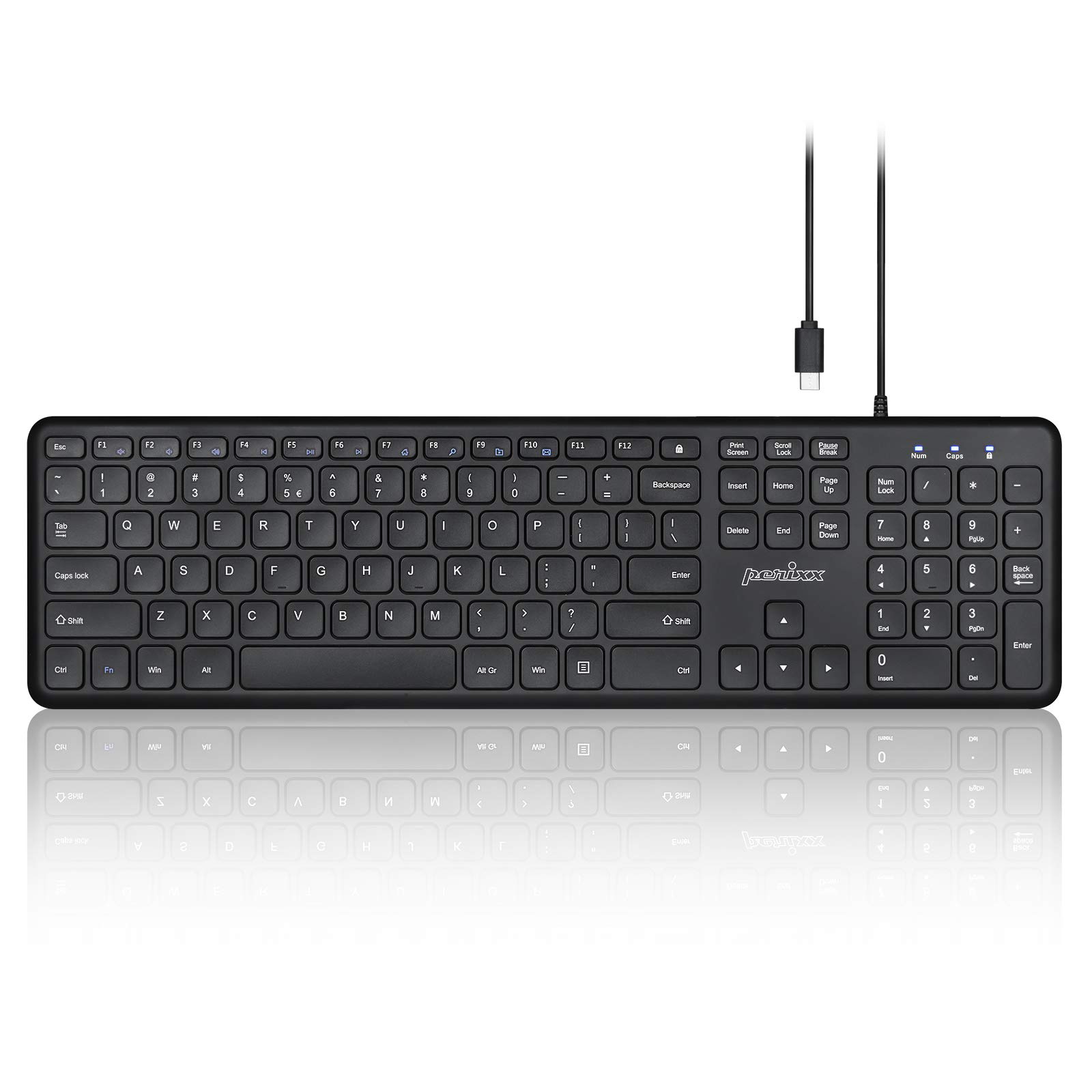 

Perixx Wired Full Scissor Slim English Black Keyboard, Size, Keys, Design, Quiet, Layout, PERIBOARD-210, [Official Warranty] (Type-C) чорний