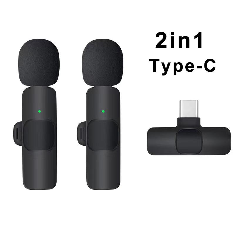 Premium Wireless Lavalier Microphone Mini Portable Audio Video Recording Mic for iPhone Android Live Broadcast Gaming