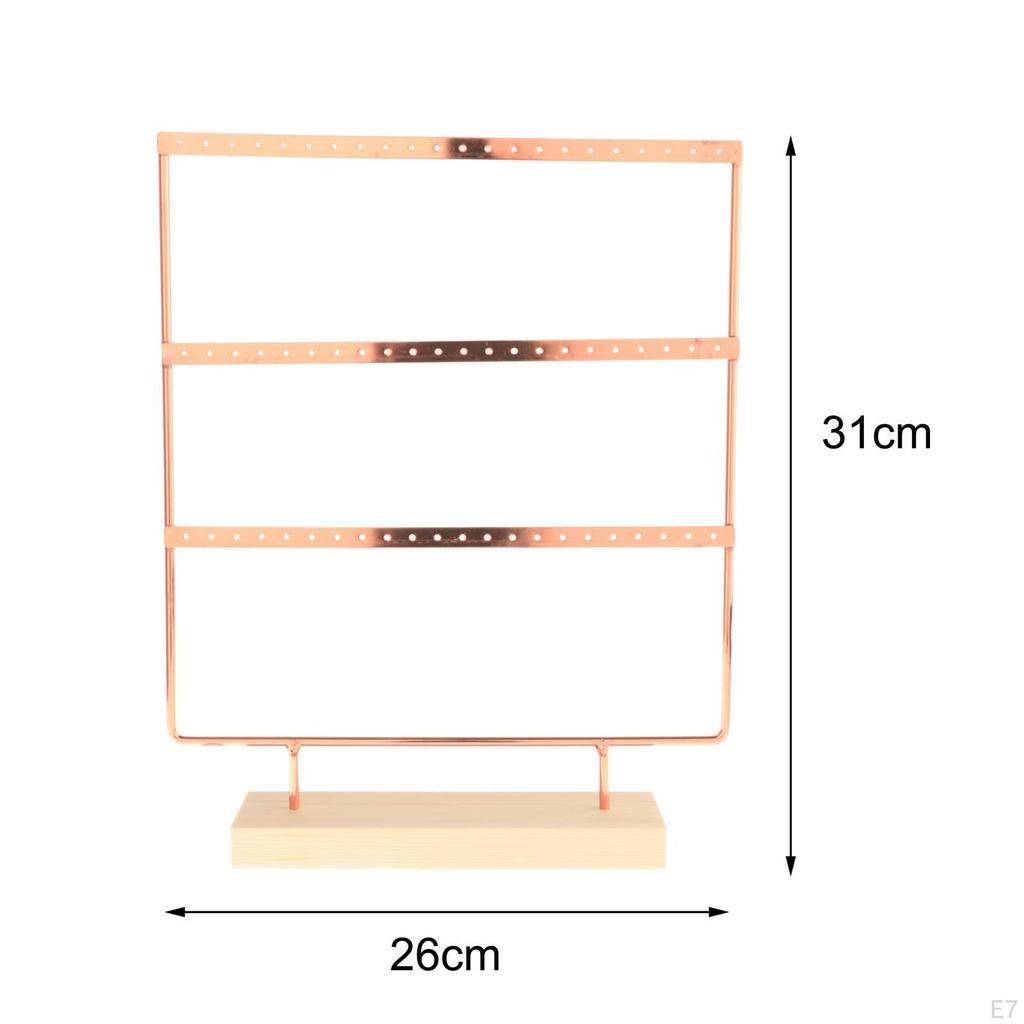 Earring Holder Stand 3 Tier Rectangular with Wood Base Versatile Jewelry Towel Elegant Durable