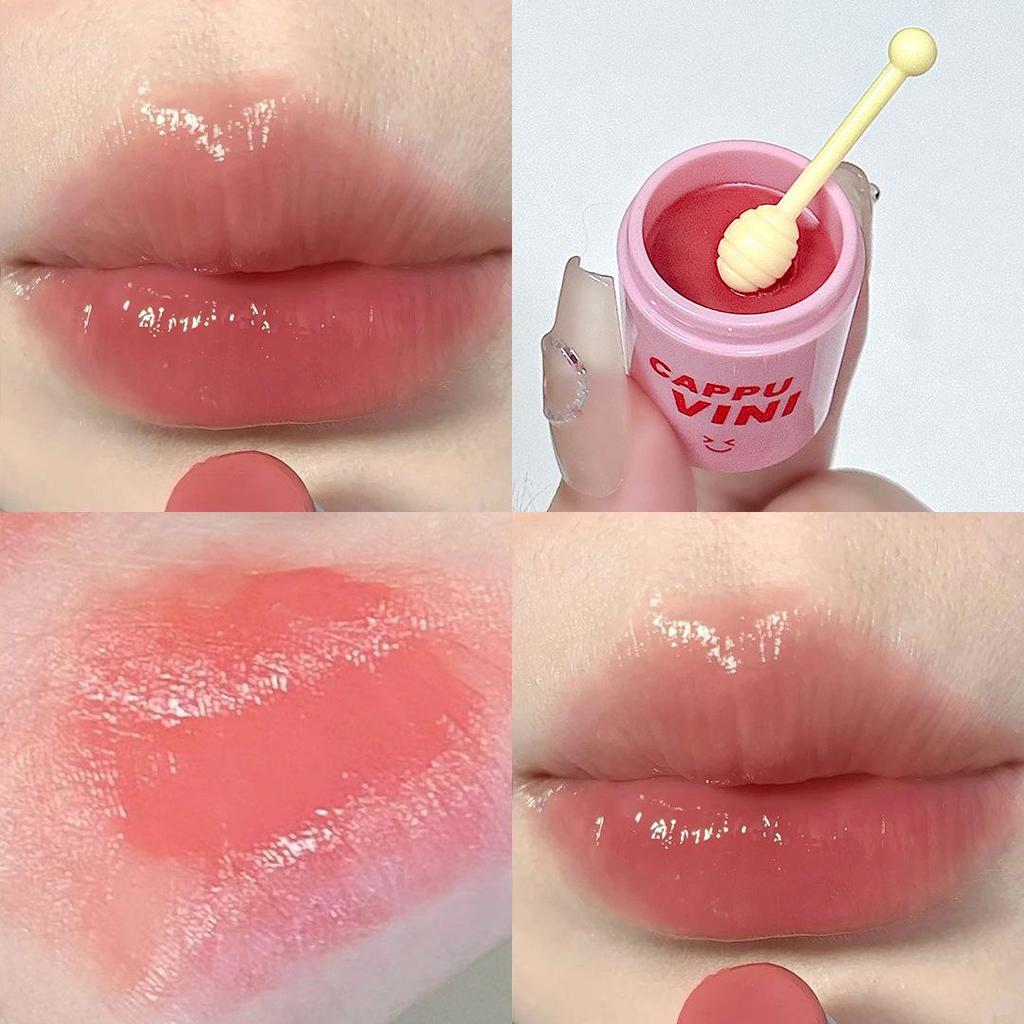 Cappuvini Nude Bean Paste Solid Lip Gloss: Moisturizing Milk Tea Color for Autumn/Winter