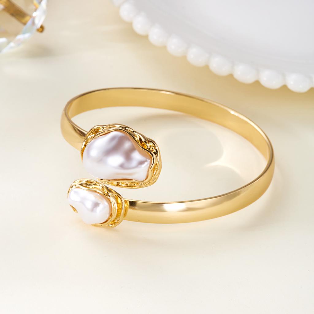 IF ME Fashionable Irregular Baroque Bangle for Women Vintage Metalic Open Cuff Bracelet Girls Party Wedding Jewelry Accessories