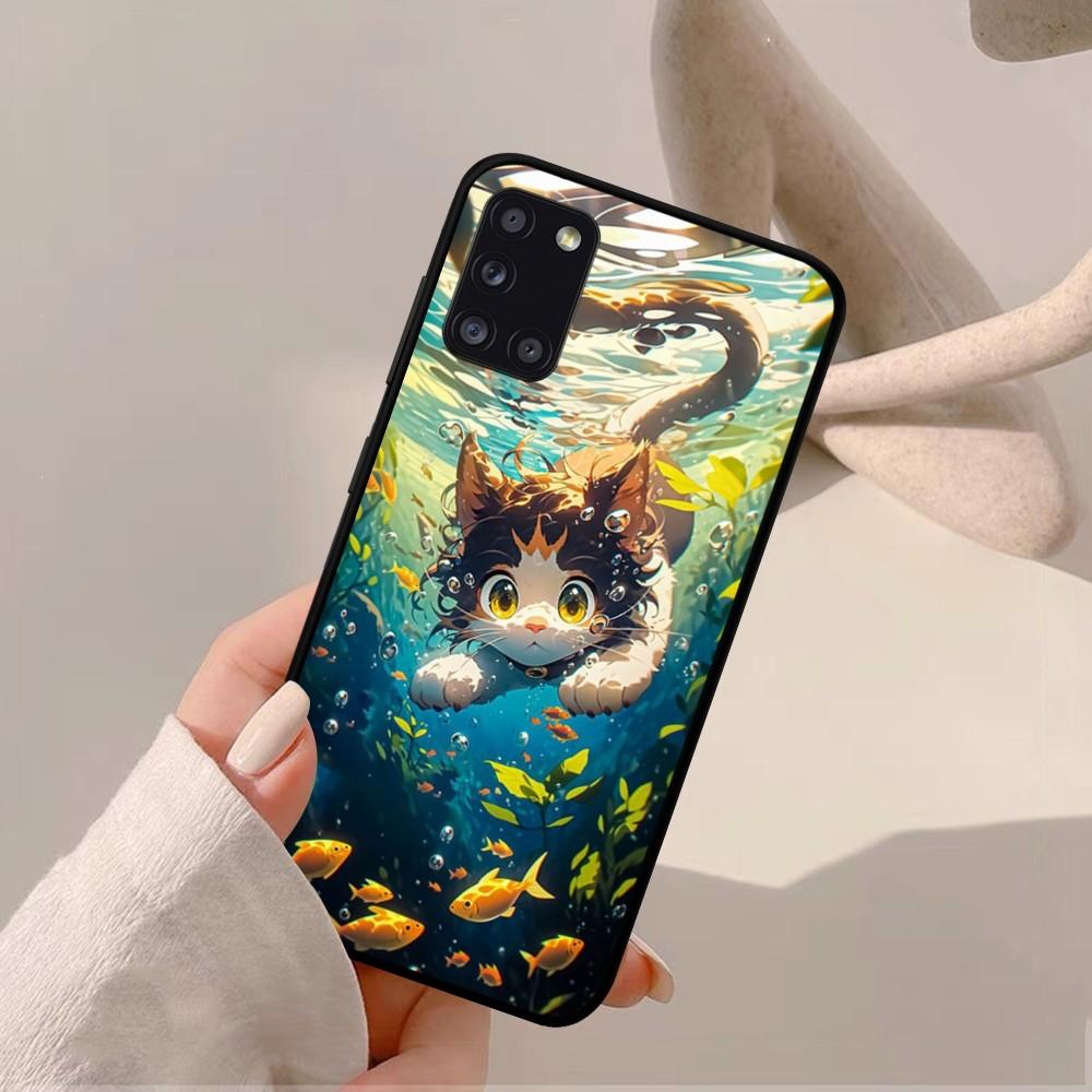 Cartoon Cute Cats Background Phone Case For Samsung A 10 11 12 13 20 21 22 30 31 32 40 51 52 53 70 71 72 73 91 13 Shell