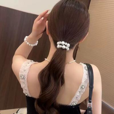 1 Stück stilvolles Haargummi mit luxuriösem Strass-Haarschmuck, doppelt verwendbares Armband, vielseitiges koreanisches Zopfgummi