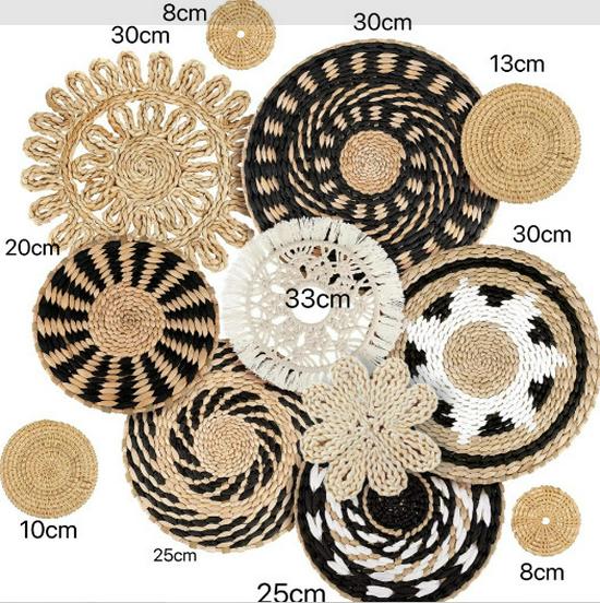 Set Coșuri de Perete Boeme Împletite - Decor Agățat Împletit Manual pentru Living sau Intrare