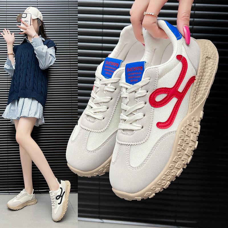 Thick-soled dad shoes women's 2025 spring and summer new trend breathable and heightened Forrest Gump shoes lightweight soft-soled casual sports shoes