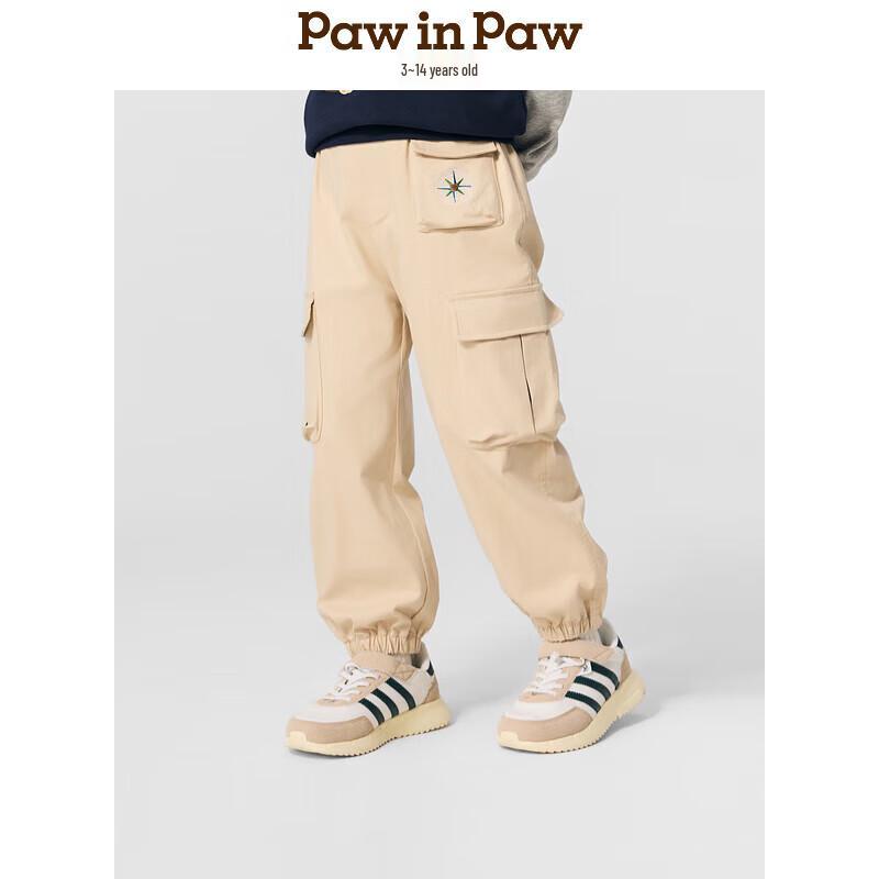 PawinPaw Boys  2025 Summer Cartoon Bear Casual Long Pants 120