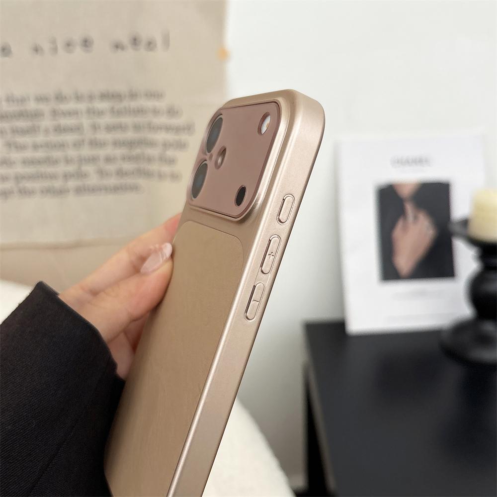 Funda de Cuero para Teléfono con Ventana Grande para iPhone 17 16 15 14 13 Pro Max Protección de Lente Mate Antigolpes Cubierta Trasera con Recubrimiento