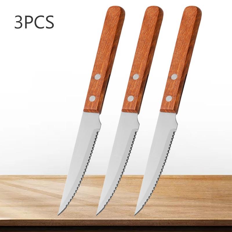 Professional Steak Knife Stainless Steel Barbecue Knife Fruit Vegetable Meat Boning Knives Peeling Cutting Knife Wooden Handle