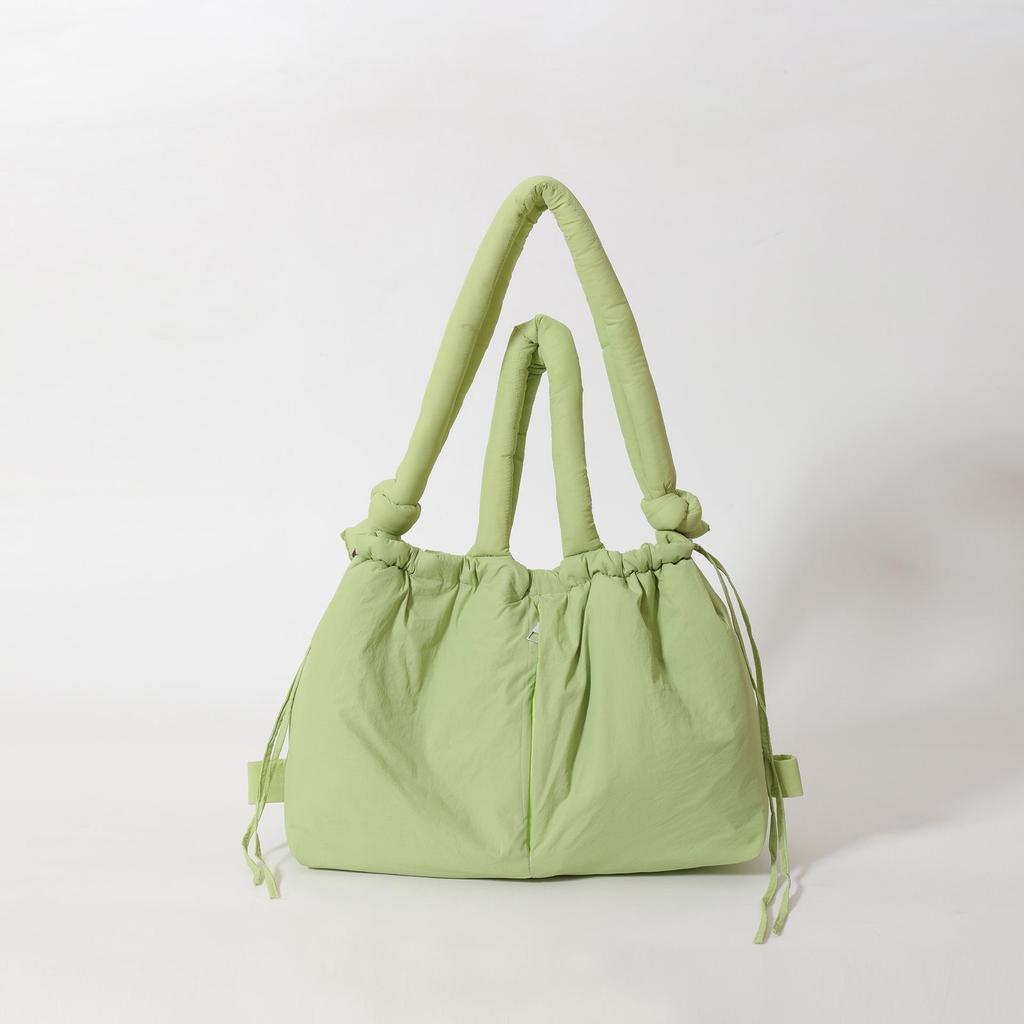Women's Puffy Drawstring Shoulder Bag: Large Capacity Down-Filled Nylon Crossbody Cloud Bag