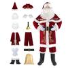 Santa Claus Costume Set Velvet Adult Suit Traditional Red Velvet Santa Ensemble Complete Accessories Performances Clothes