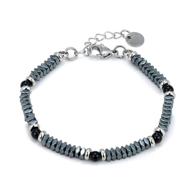 

European American New Multi Colored Patchwork Black Stone Bracelet Niche Trendy Accessory Style Natural Internet Famous Jewelry