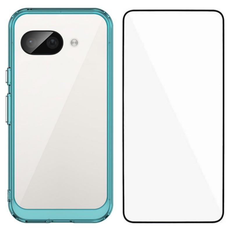 

For Google Pixel 9a Back Cover WANLONFENG XC Series TPU Acrylic Phone Case with Tempered Glass Film D