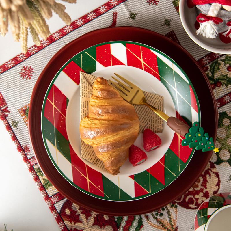 Exquisite Christmas Ceramic Plate Light Luxury Hotel Restaurant Steak Plates Home Party Cuisine Plate Rice Bowls Christmas Gifts