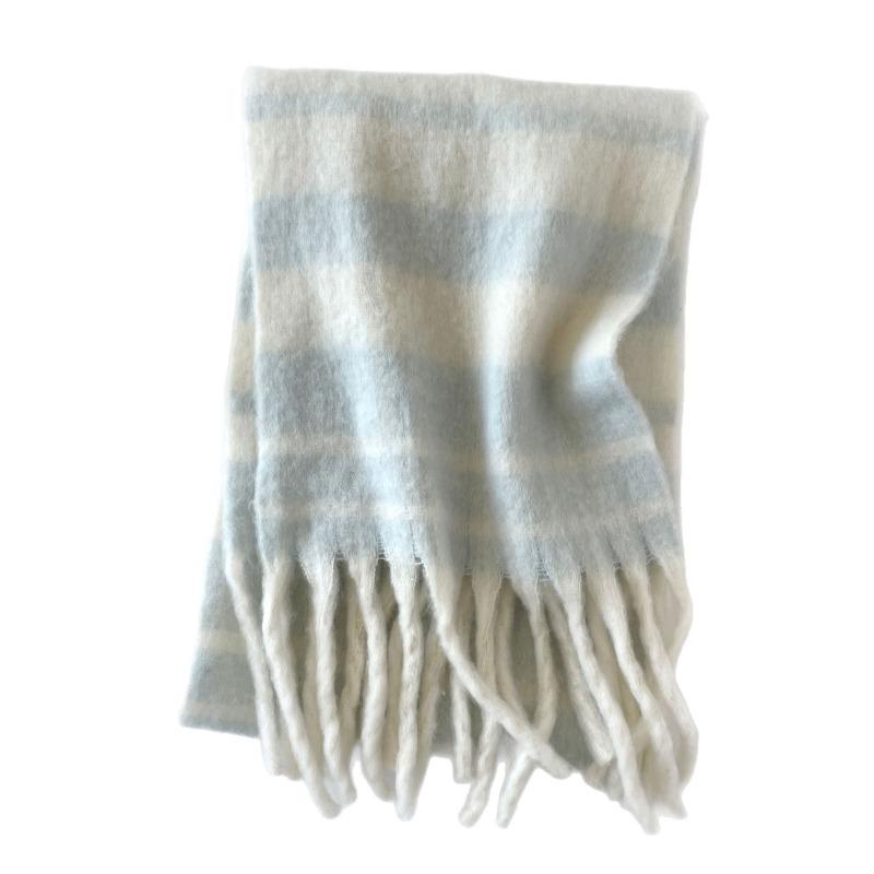 New simple solid color mohair scarf, thickened and warm in autumn and winter, versatile shawl, fluffy and large pulled scarf.