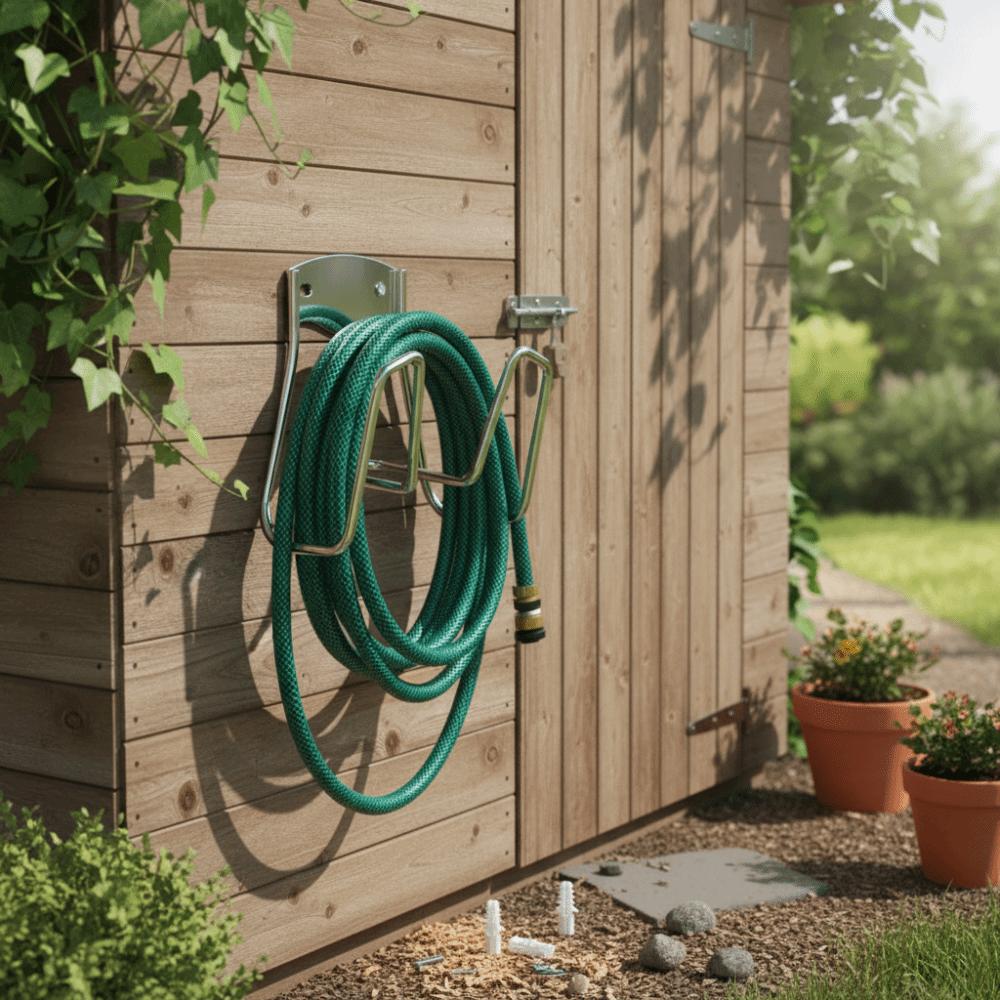 Rust-Proof Garden Storage Rack Silver Finish Garden Hose Hanger Water Pipe Organization  Garden Use