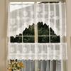 2pcs Knitted Lace Half Curtain Rod-pocket Gauze Curtain Home Decorative Curtain