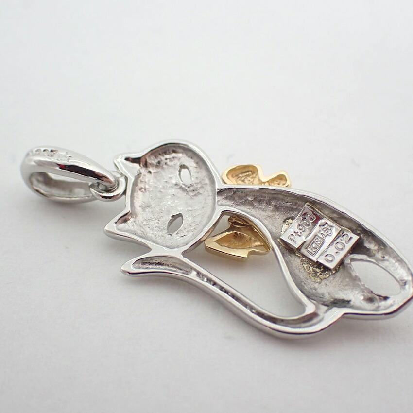 [Used] Pt900/K18 Diamond Cats Pendant Top/g504-23
