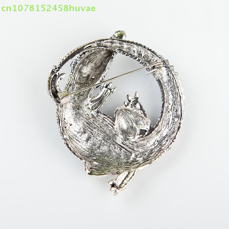 1 Pc Blue/Coffee/Green Zinc Alloy Fashion Retro Crystal Crocodile Brooch - Apparel/Coat/Party Accessory Gift