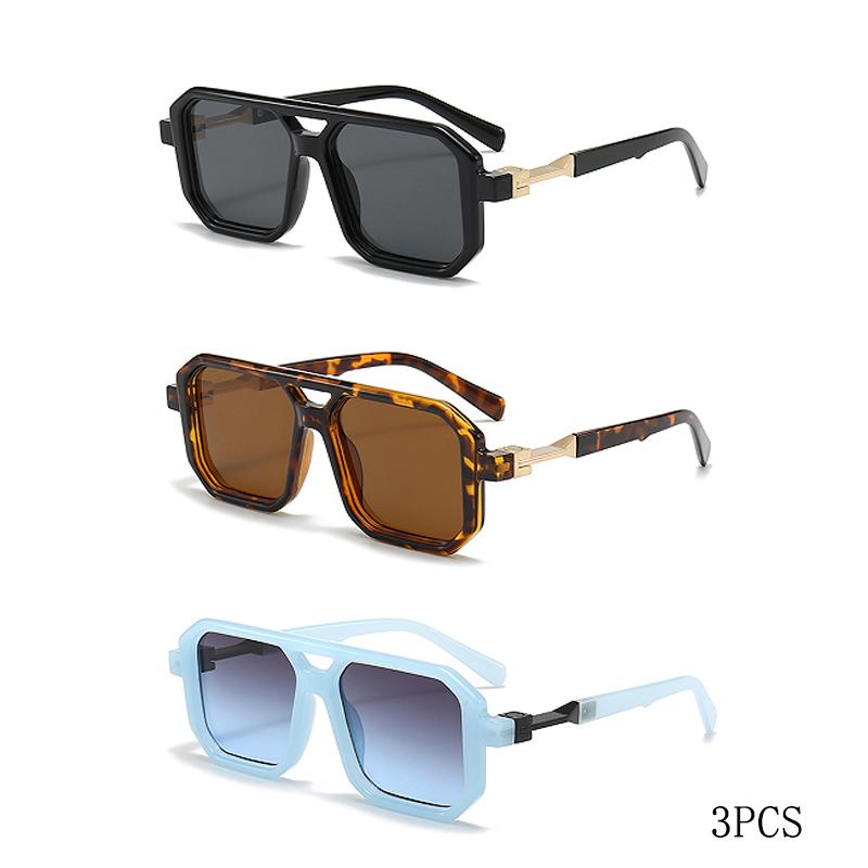 Retro Square Frame Sunglasses Men And Women With The Same European And American Double Beam Sunglasses Trend To Wear Decorative