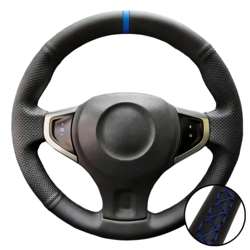 Car Interior Hand Stitched Perforated Non-slip Microfiber Leather 2009-2014 Samsung QM5 Steering Wheel Cover For Renault Koleos