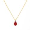 1pc Fashion Jewelry 18K Gold Plated Chain WaterDrop Diamond Pendant Necklace Stainless Steel 12 Months Birthstone Necklace