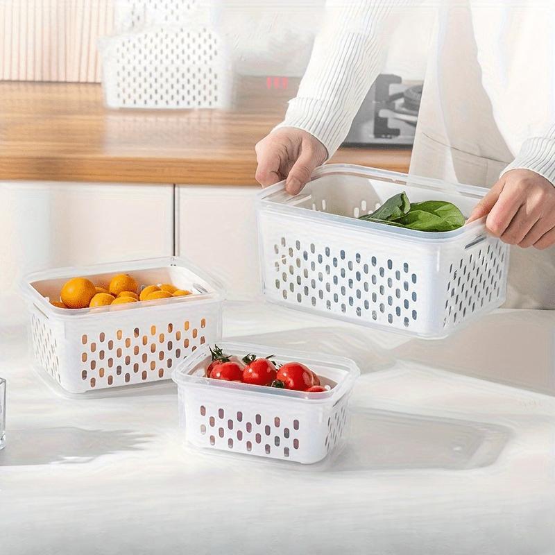 Food Storage Containers 2-Layer Airtight Design Reusable & Stackable Kitchen Storage Box Perfect for Fruits, Vegetables, Meat & Grains Preservatio