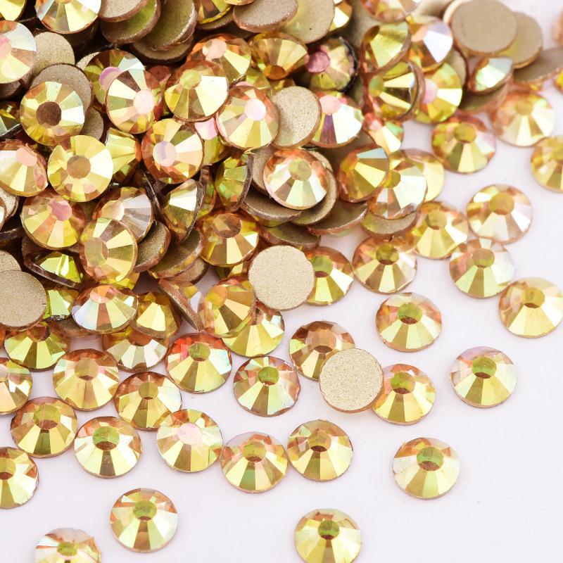 Glass Gold Bottom Flat Bottom Drill, Nail Drill Sticker Diamond Jewelry Diy Mobile Phone Case Nail Rhinestone Decorative Accessories Accessories