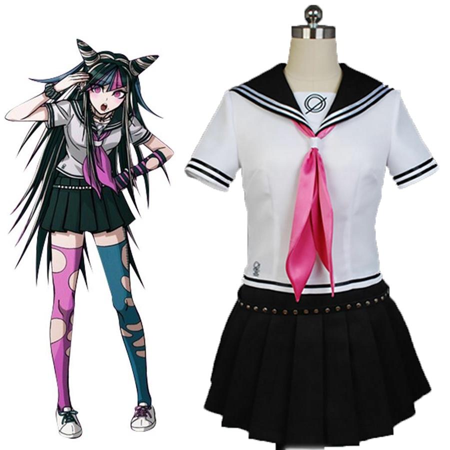 Fashionable Danganronpa Ibuki Mioda Cosplay Costume Suit With Vibrant Black And White Design