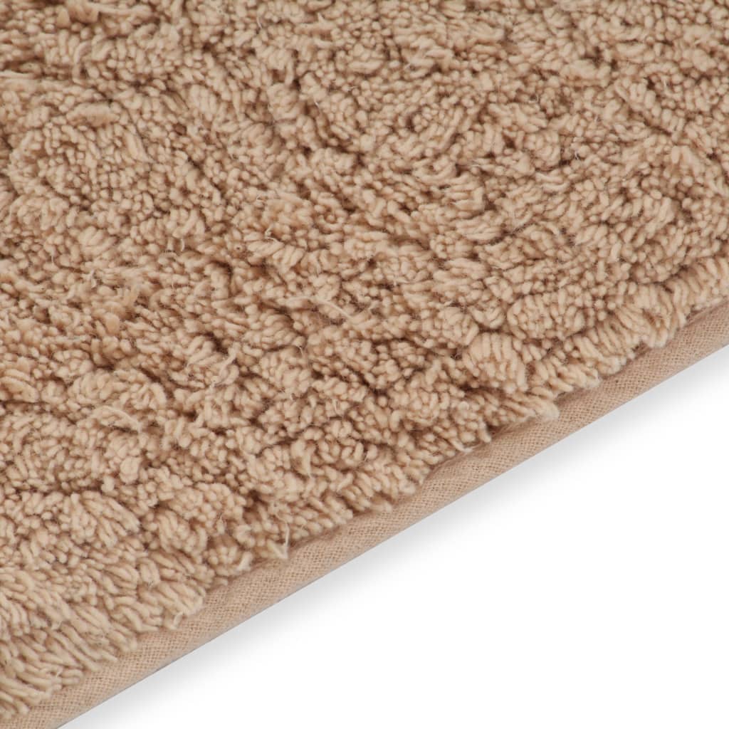 Bath Mat Set 2 Piece Fabric Beige