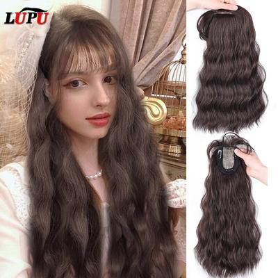Synthetic Hair With Bangs Natural False Fake Hair Clip In Hair Extension Women Black Brown Heat Resistant Fiber