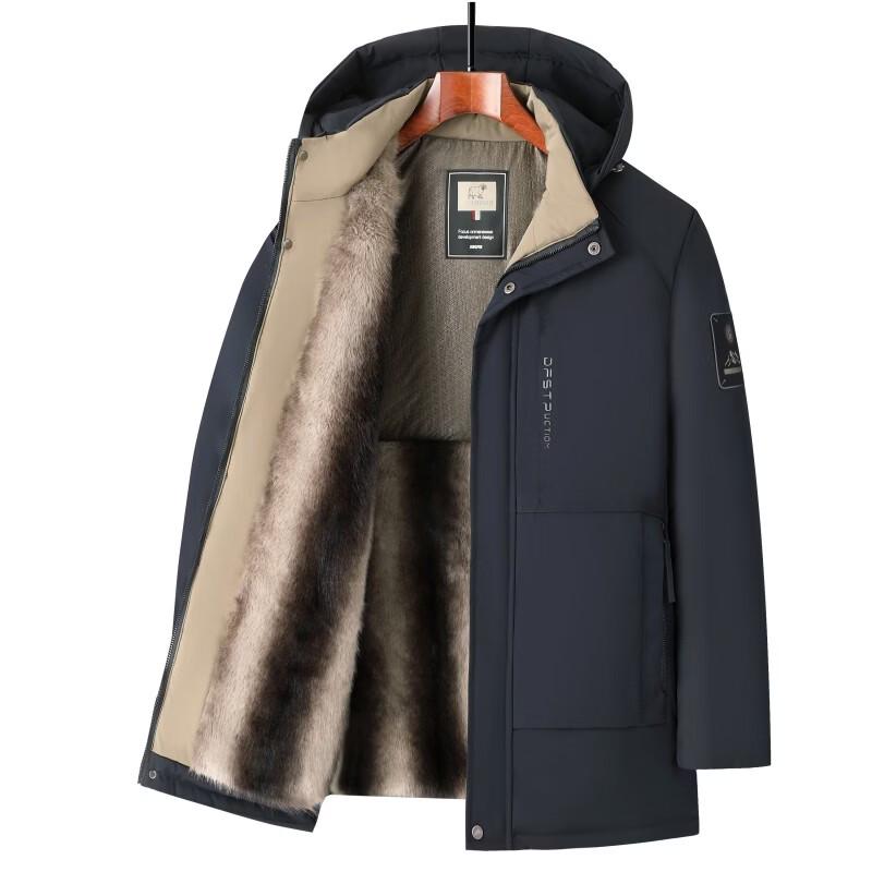 Fengmao Men's Removable Hood Wool-Filled Mid-Length Winter Coat