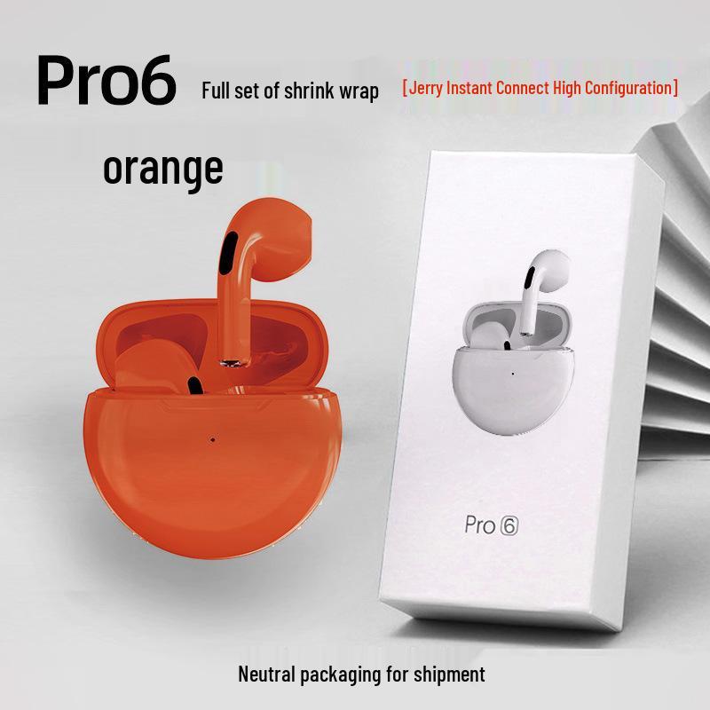 Pro6 6th Gen True Stereo Bluetooth TWS Earphones with Touch Control & Noise Reduction for Sports