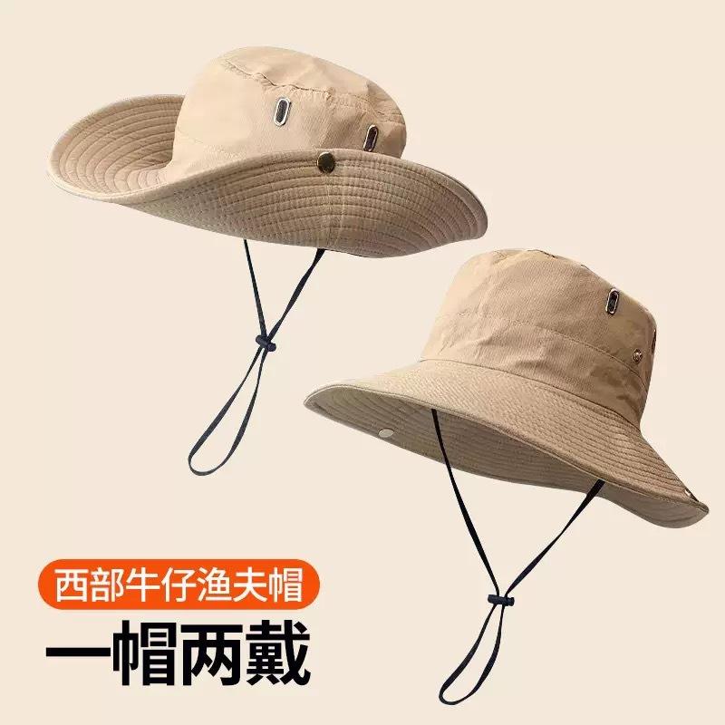 Popular Outdoor Retro Bucket Hat Summer Hiking Fishing Sun Protection Sun Hat Mountaineering Shade Western Cowboy Hat