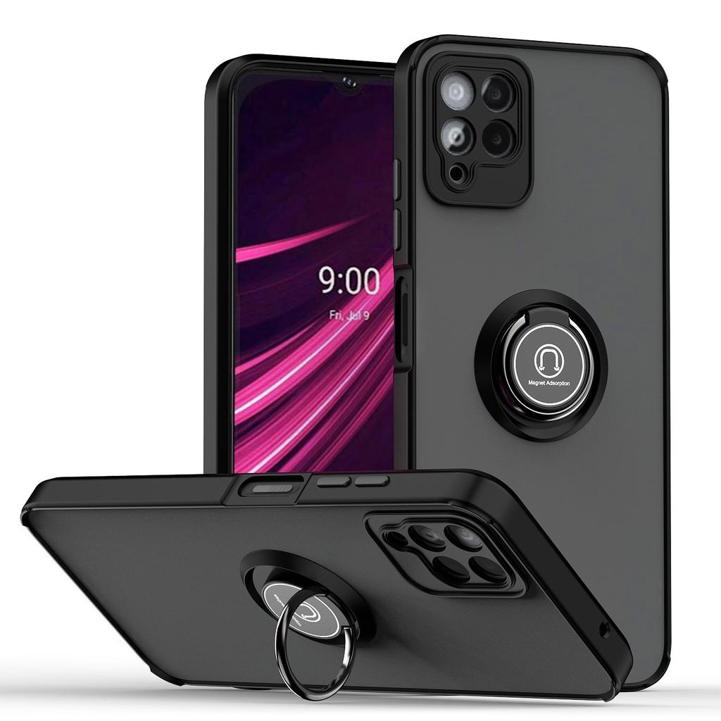 for Revvl V+ 5G Matte Phone Cover,Metal Ring Magnetic Kickstand Shockproof Case for T-Mobile REVVL 6/Revvl 6 Pro